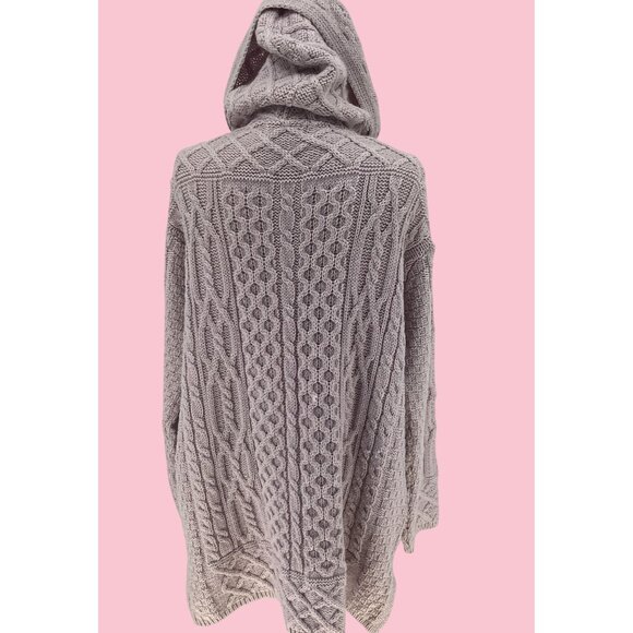 Vintage Aran Crafts Sweater Hooded Full Zip Ireland Wool Pockets Celtic XL - Picture 5 of 10